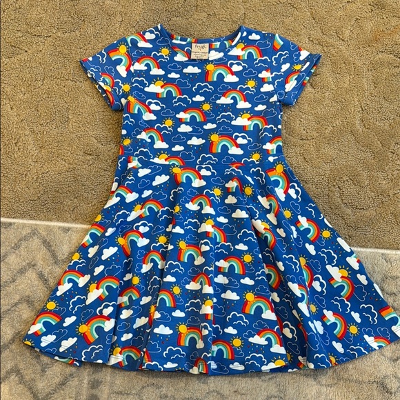 Frugi organic cotton Colorful Rainbow Kids Dress size 5-6 - Picture 1 of 6